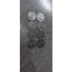 Vend lot 8 piece 2 franc semeuse 1994,1994,1997,1998,1998,1988,2000,2000.