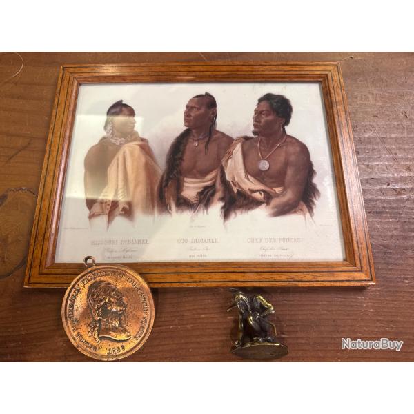 objet indiens am�riques  m�daille peace et cadre