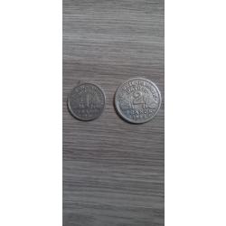 Vend lot 2 piece 1 franc 1943 1 piece 2 franc 1944 aluminium