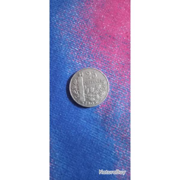 Vend piece 25 centimes 1905
