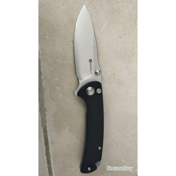 SENCUT Pulsewave Flipper & Thumb Stud & Button Lock Knife G10 Handle