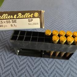 Munitions calibre 6.5x55 SE Sellier et Bellot Soft Point 140 gr - 9.1g