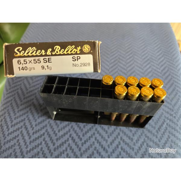 Munitions calibre 6.5x55 SE Sellier et Bellot Soft Point 140 gr - 9.1g