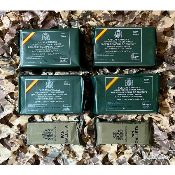 Lot 4 rations de combat espagnoles + pain de campagne