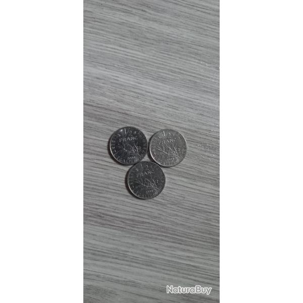 Vend 3 piece 1/2 franc semeuse
