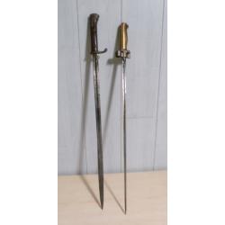 Ba&iuml;onnette allemande 1898 r&eacute;giment&eacute;e  + baionnette lebel 1886 sans fourreaux