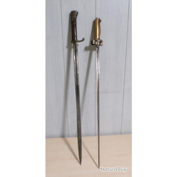Ba�onnette allemande 1898 r�giment�e  + baionnette lebel 1886 sans fourreaux