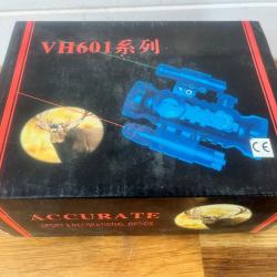 Viseur Red Dot / Lunette Airsoft VH601 30mm - Illumination Rouge / Vert / Bleu + Laser Int&eacute;gr&eacute; - Occ
