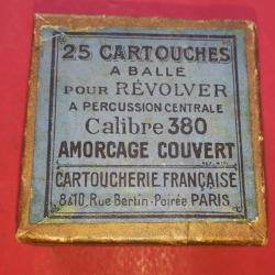 Boite compl&egrave;te 25 Cartouches 380 Cartoucherie Fran&ccedil;aise &agrave; Amor&ccedil;age couvert Ref. 416