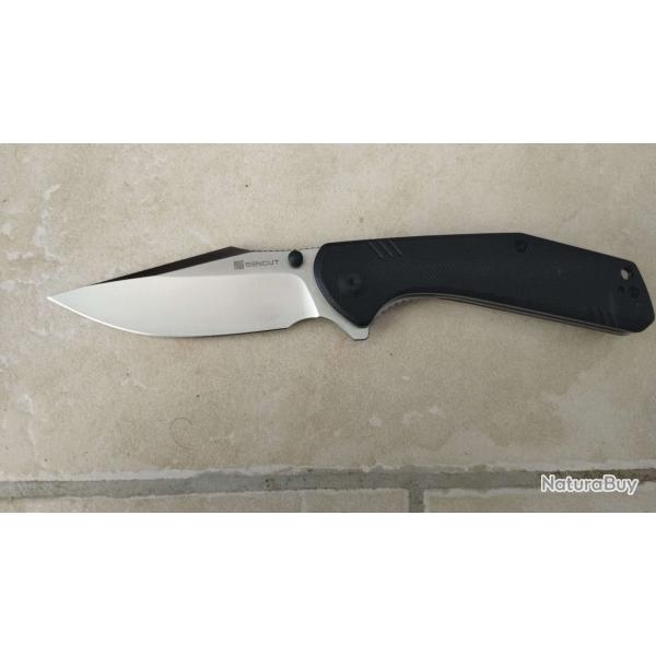 SENCUT Actium Flipper & Thumb Stud Knife G10 Handle (3.46" D2 Blade) SA02B