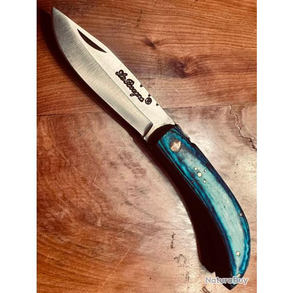 Couteau pliant Le Bougna Berger - Bois color� bleu - Ench�re 1.00 �