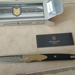 BESTECHMAN LANZA BMK14-D-2: 3.45" Damascus Blade, G10 Scales, Liner Lock, Front Flipper