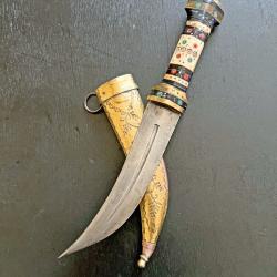 ANCIEN SUPERBE POIGNARD TRADITIONNEL SYRIEN, FIN DU XX&deg;, COUTEAU PERSE, ARABE, ASIE, MAGDALI