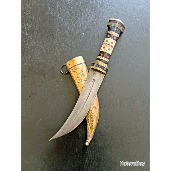 ANCIEN SUPERBE POIGNARD TRADITIONNEL SYRIEN, FIN DU XX�, COUTEAU PERSE, ARABE, ASIE, MAGDALI