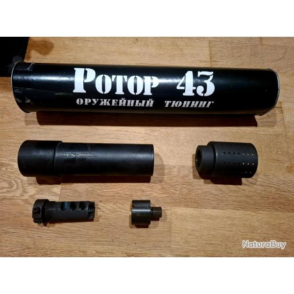kit silencieux + cache flamme +frein de bouche ROTOR 43 pour AK47 / AKM en 7,62x39 M14x1L et zastava
