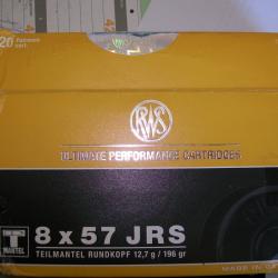 Munition 8x57 jrs marque RWS Teilmantel 12,7 gr
