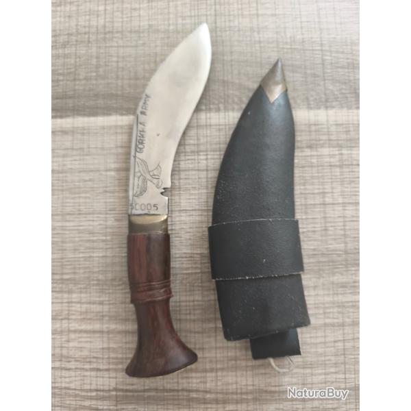 Authentique Couteau Kukri N�palais "Gorkha Army" avec �tui Cuir - Tr�s bon �tat