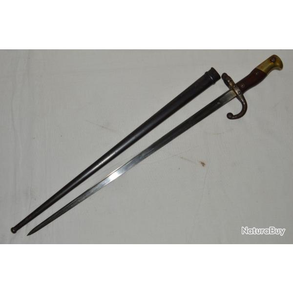 BAIONNETTE MODELE 1874 FUSIL GRAS-LAME L. DENY PARIS 1881-ANCRE DE MARINE INFANTERIE COLONIALE
