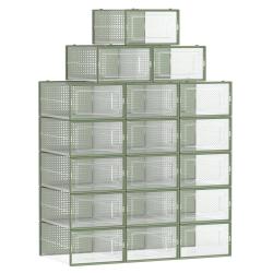 Bo&icirc;tes &agrave; chaussures lot de 18 rangement chaussures pliable pour pointure jusqu'&agrave; 44 transparent et