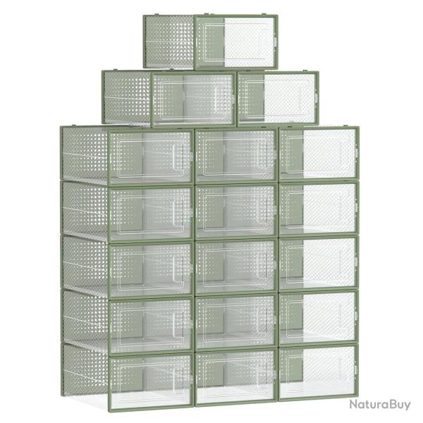 Bo�tes � chaussures lot de 18 rangement chaussures pliable pour pointure jusqu'� 44 transparent et