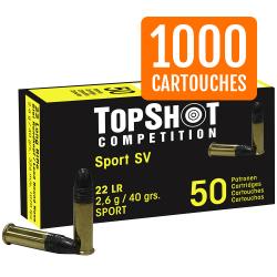 Pack 1000 cartouches .22 lr. TOPSHOT Competition Black Edition SV 2,6g/40grs - Livraison gratuite