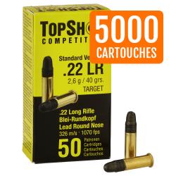 Pack 5000 cartouches .22 lr. TOPSHOT Competition SV Target 2,6g/40grs - Livraison gratuite