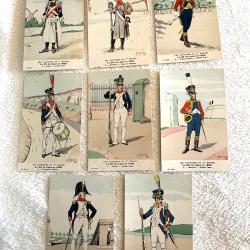 Lot de 8 cartes postales illustr&eacute;es en couleur 1 er empire cdt-Bucquoy- H.Feist 26 &egrave;me de ligne 1809