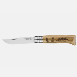 Opinel N&deg;08 Animalia Marmotte - Couteau de Poche Ch&ecirc;ne Grav&eacute; - Lame Inox 8,5 cm