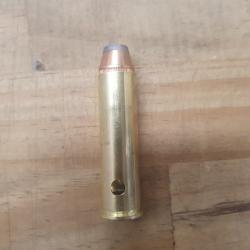 1 cartouche inerte de calibre 445 SUPER MAGNUM &agrave; balle demie blind&eacute;e &agrave; pointe creuse