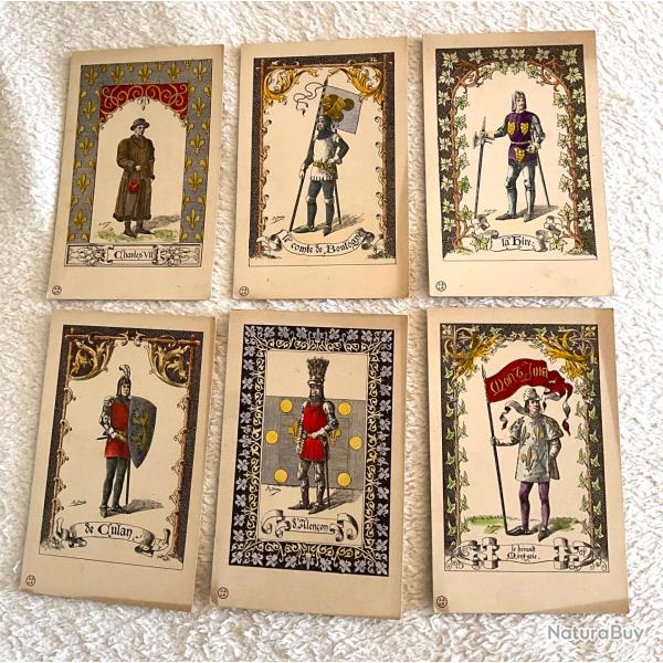 Lot de 6 cartes postales illustr�es Jeanne d'Arc/Charles VII militaires fin XIX �me