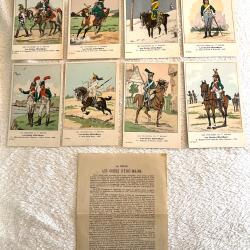 Lot de 8 cartes postales illustr&eacute;es uniformes 1 er empire guide d'&eacute;tat major N&deg;34 Cdt Bucquoy