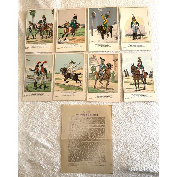 Lot de 8 cartes postales illustr�es uniformes 1 er empire guide d'�tat major N�34 Cdt Bucquoy