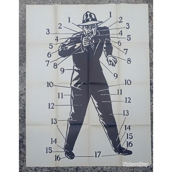 Affiche cible gangster vintage ann�es 30/40 orginal