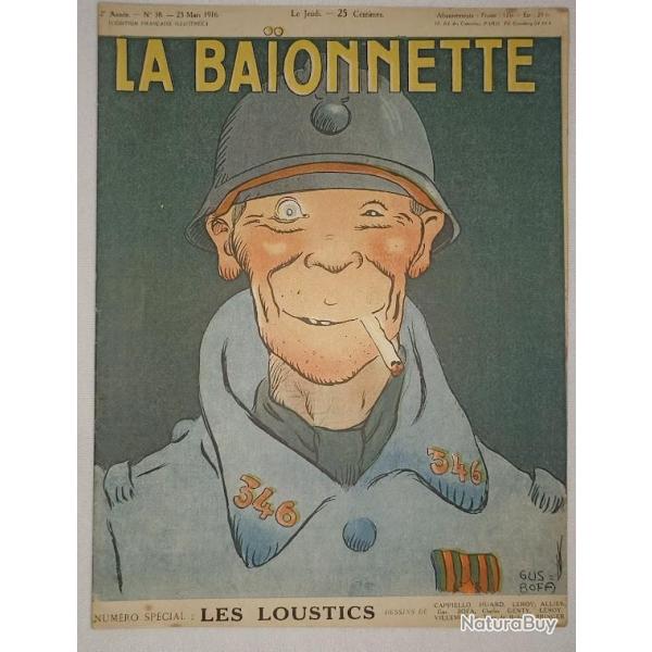 Revue La Ba�onnette bande dessin�e poilu Mars 1916 WW1 *