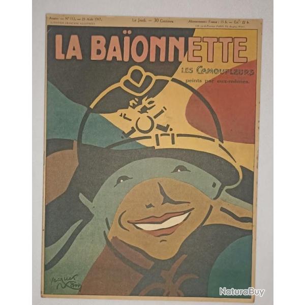 Revue La Ba�onnette bande dessin�e poilu Aout 1917 WW1 *