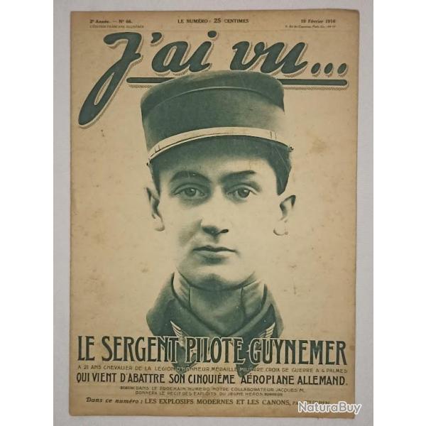 Revue J'ai vu... f�vrier 1916 sergent pilote GUYNEMER WW1 *