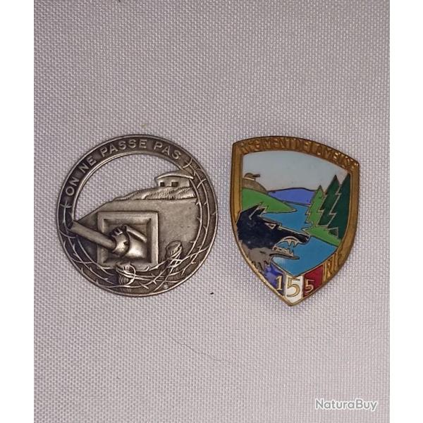 Insignes ligne Maginot 155�me R�giment d'infanterie de Forteresse France 1940 WW2 *