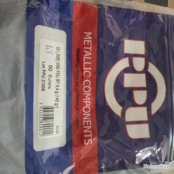 Ogive PPU FMJBT 145 grains