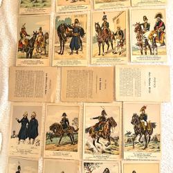Lot de 16 cartes postales illustr&eacute;es militaires uniformes 1 er empire Cdt Bucquoy s&eacute;rie 61 et 62
