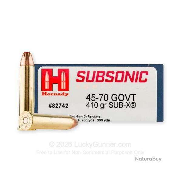 HORNADY Subsonic 45-70 GOVT 410gr SUB-X