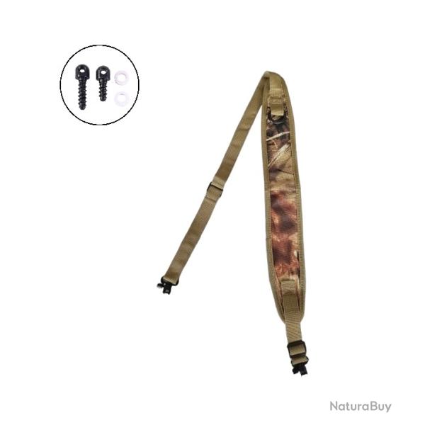 Bretelle n�opr�ne beige 4 pour carabine de chasse + 2 vis grenadi�res - Livraison gratuite