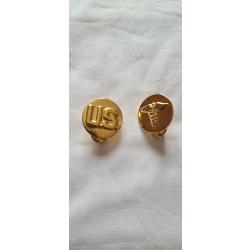 Crest  M&eacute;dic  + US  Troupe ,  Insigne de col US WW2