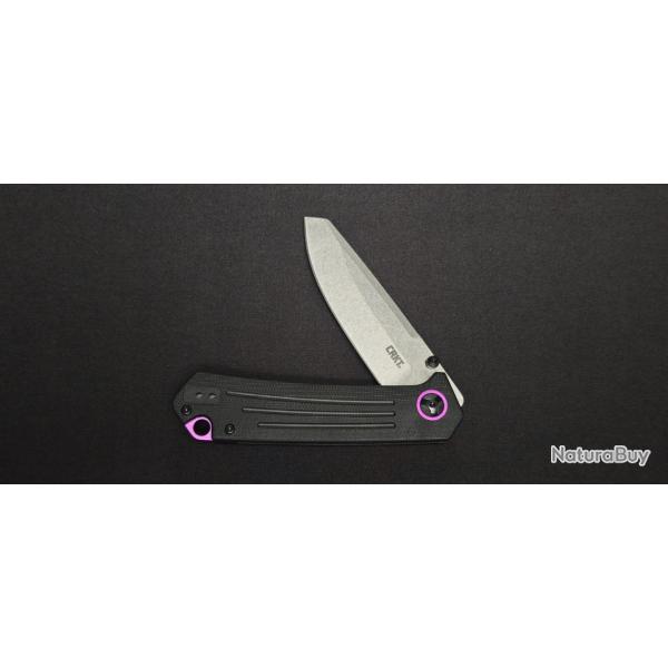 CRKT Montosa 7115 Couteau pliant  - Lame 8Cr13MoV - Manche G10 Noir & Violet - Design Richard Rogers