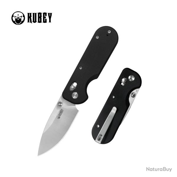 Couteau Kubey Bedrock Crossbar Lock Lame Acier D2 Manche G10 Noir KUB505A