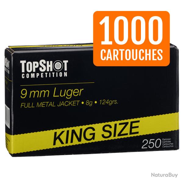 Pack 1000 cartouches 9mm Luger FMJ 8,0g/124grs. TOPSHOT Competition - Livraison gratuite