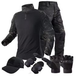 Uniforme tactique, combinaison de Camouflage + &eacute;quipement  (Black Camo) (2)