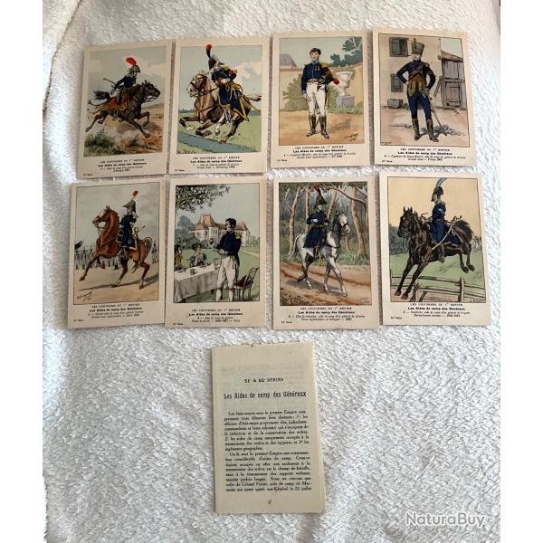 Lot de 8 cartes postales illustr�es uniformes du 1 er empire s�rie 51 et 52 cdt Bucquoy.