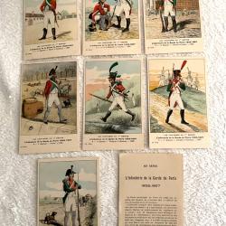 Lot de 7 cartes postales illustr&eacute;es 1 er empire infanterie garde Paris 1802 - 1807, 45 &egrave;me s&eacute;rie