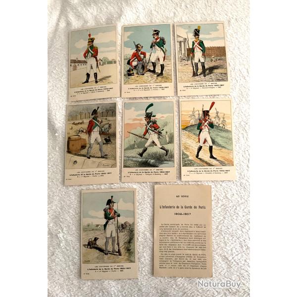 Lot de 7 cartes postales illustr�es 1 er empire infanterie garde Paris 1802 - 1807, 45 �me s�rie