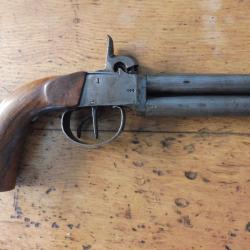 pistolet poudre noire 2 canons fonctionnel ressort puissant.tirable sans problemes